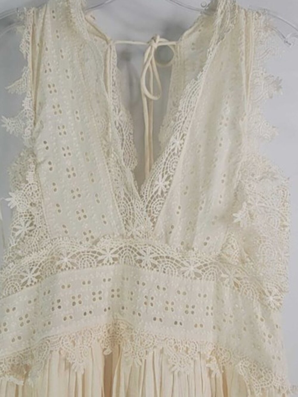 ZARA ZW Collection Ecru Strappy Lace Midi Dress Sz M Bloggers Fave 6895/249 NWT - Picture 12 of 16
